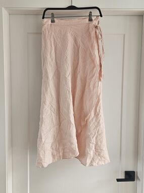 Wilfred Pale Pink Maxi Wrap Skirt 100% Linen